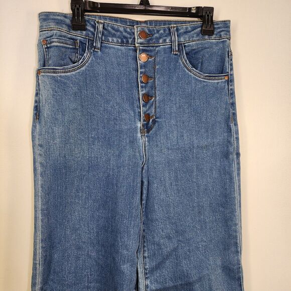Risen Womens Jeans 31/13 Button Fly High Rise Wide Leg Ankle Medium Wash RDP1242 - Picture 4 of 10